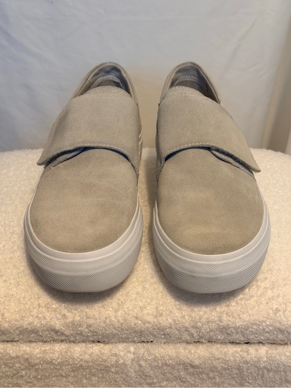 Vince Cage Suede Slip On Sneakers Gray Taupe